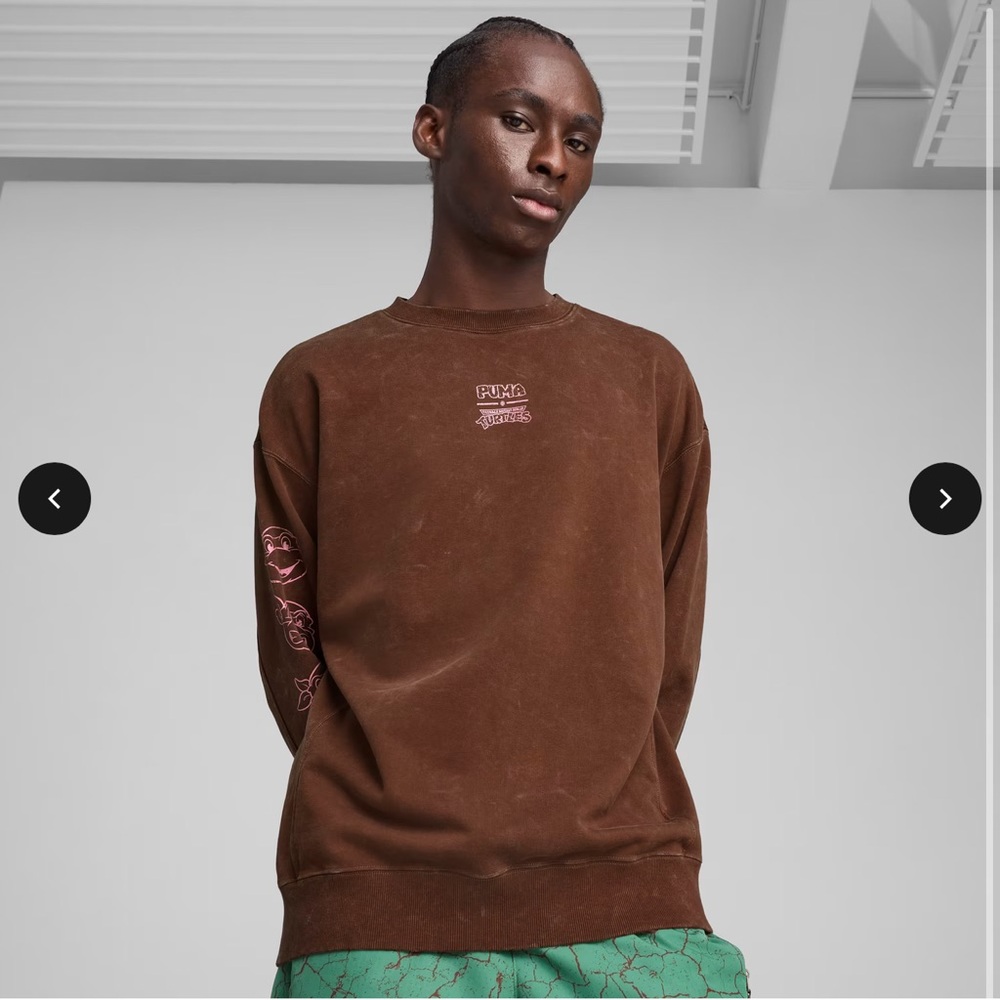 NWT Puma x TMNT Men’s Graphic Crew Sweatshirt Medium Brown Pink
